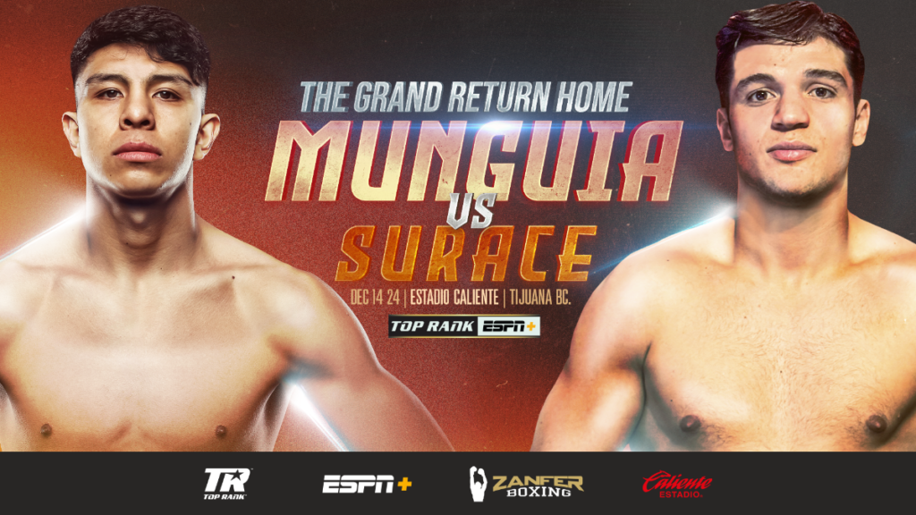 Affiche officielle de la soirée "Munguia vs Surace"